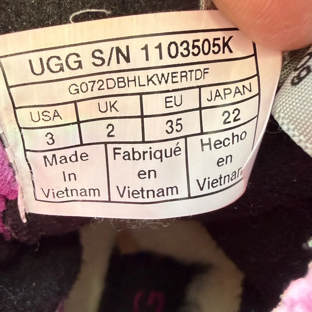 UGG Kids Purple and Black (Sweet Plum) Turlock Boots EUC!! Size 3 kids